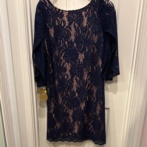 Lilly Pulitzer Navy and Beige Lace Dress